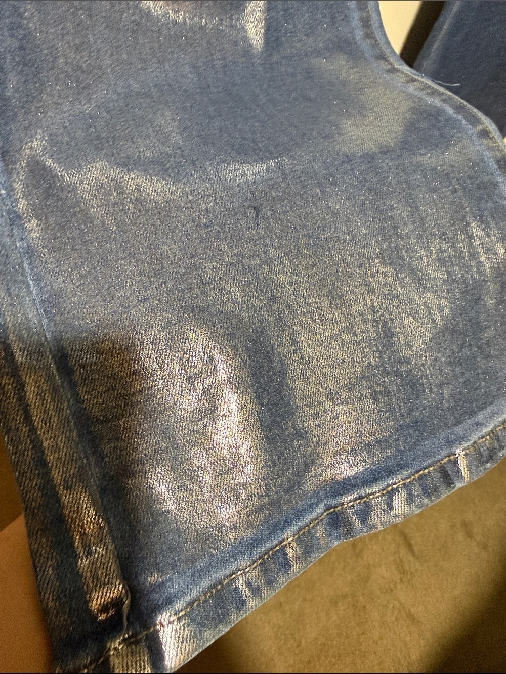 NWT Vibrant MIU Silver Foil Bootcut Jeans boutique foiled jeans 7/8 - Picture 5 of 10